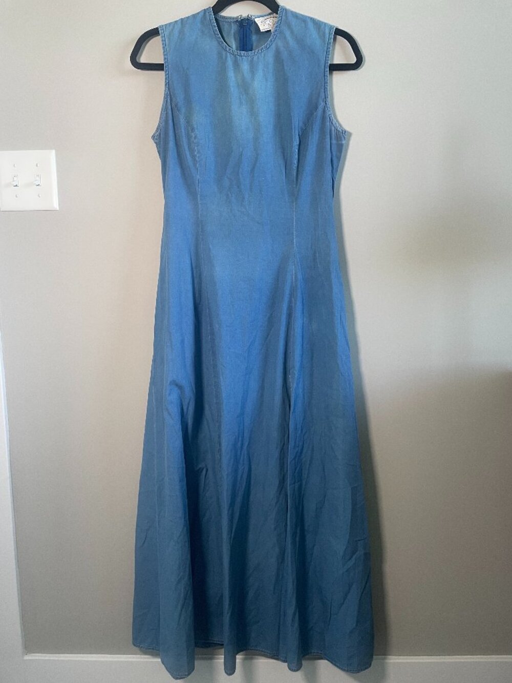 Vintage Armani Jeans 100% Cotton Blue Maxi Dress Sz 10